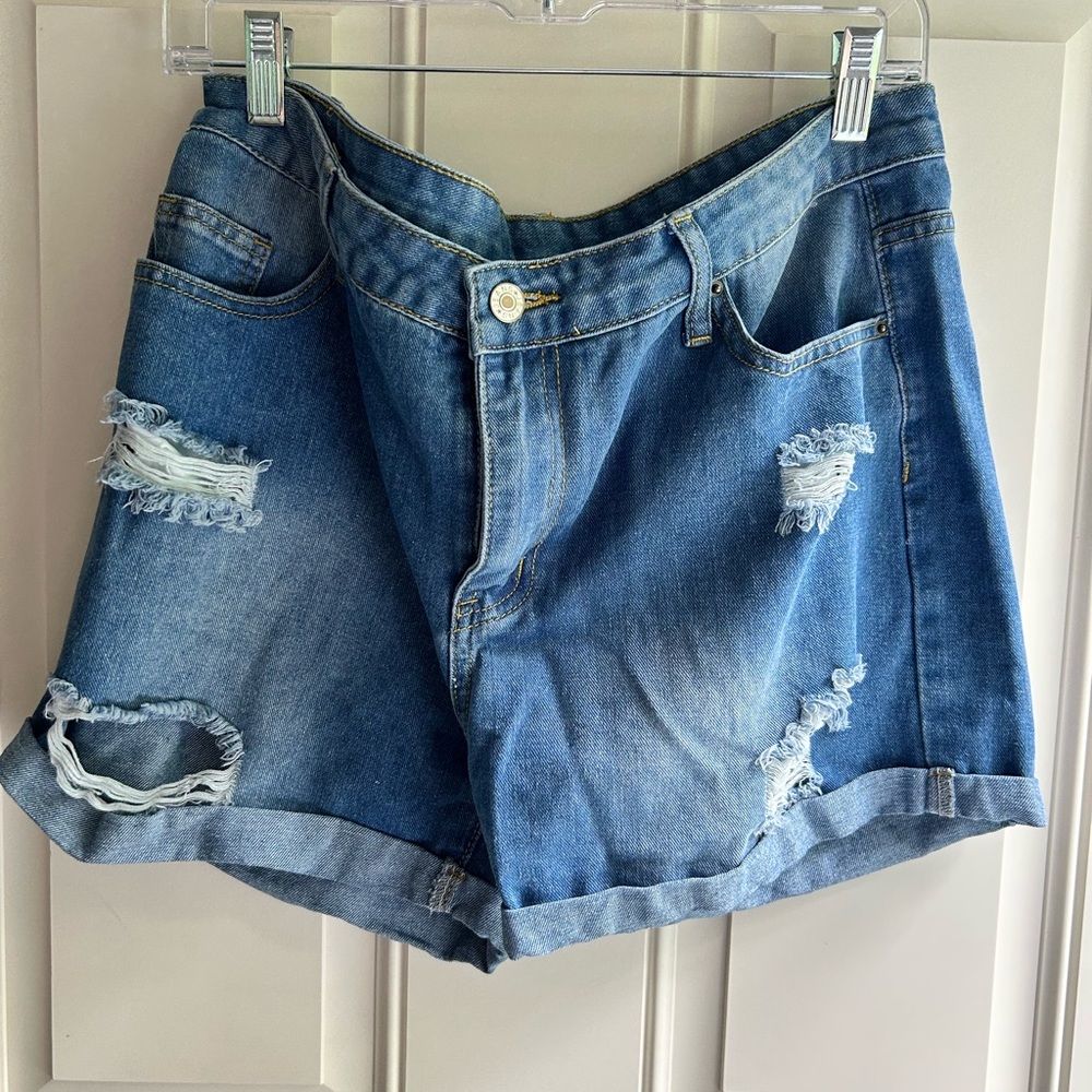 Women's Blue Distressed Jean Shorts